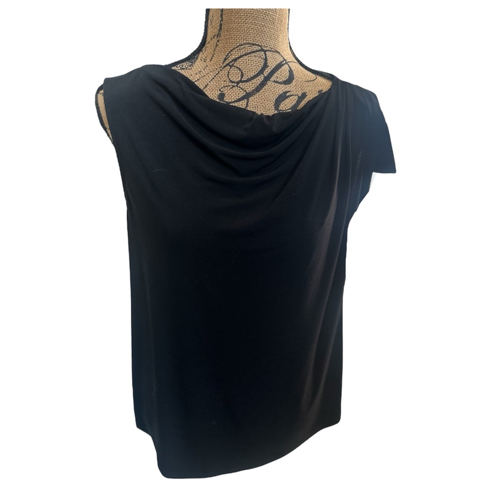 George Black Draped Cowl Neckline Blouse One Shoulder Capped Sleeve XL 16 / 18